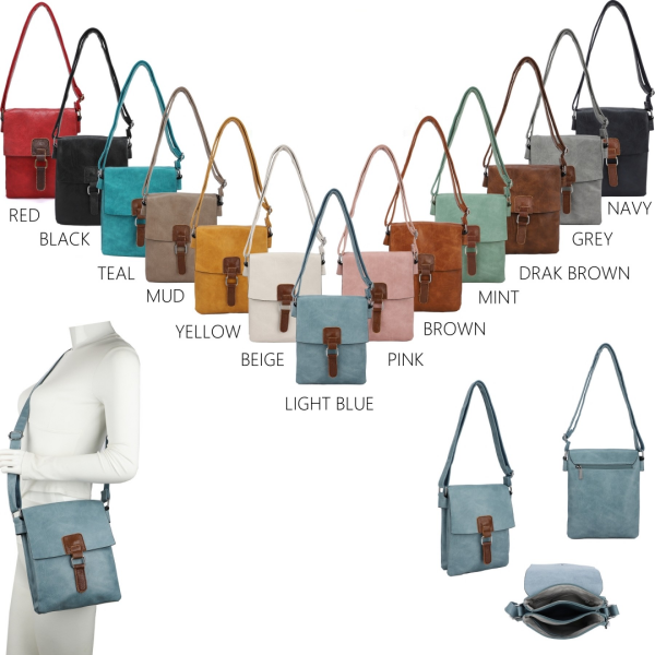 Classic Leather Crossbody Bag with Buckle Flap - Image 3