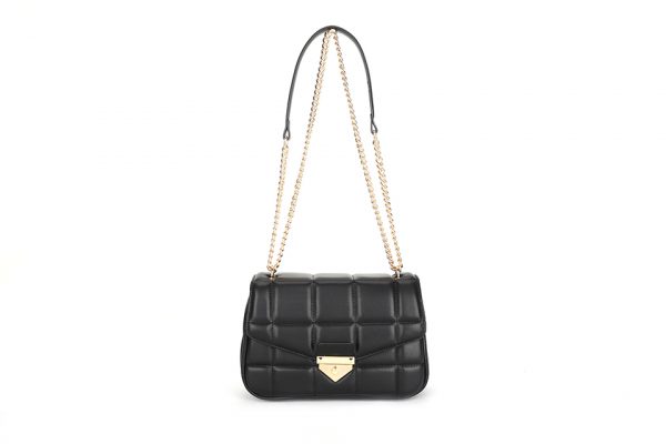 Luxury Quilted Leather Shoulder Bag with Chain Strap – Elegant & Compact