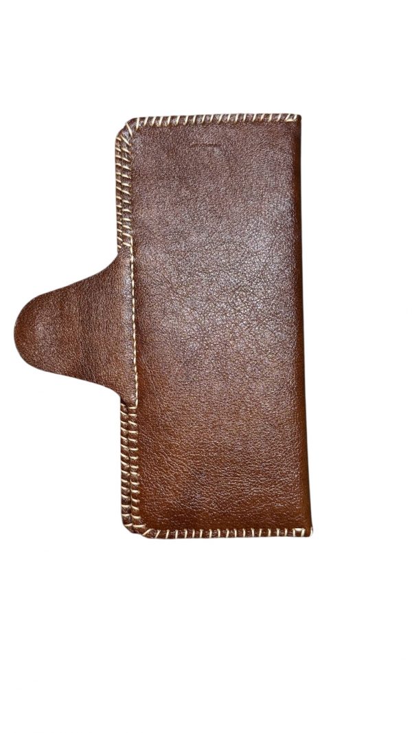 Handcrafted Leather Wallet – Brown with Button Closure - Image 5