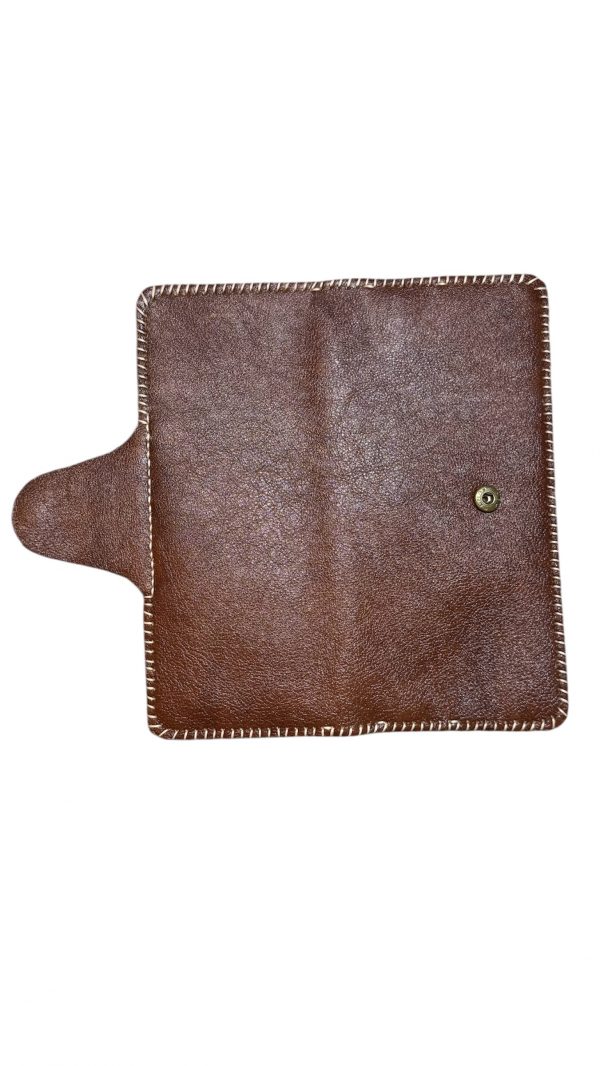 Handcrafted Leather Wallet – Brown with Button Closure - Image 3