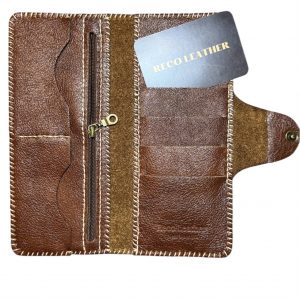 Handcrafted Leather Wallet – Brown with Button Closure