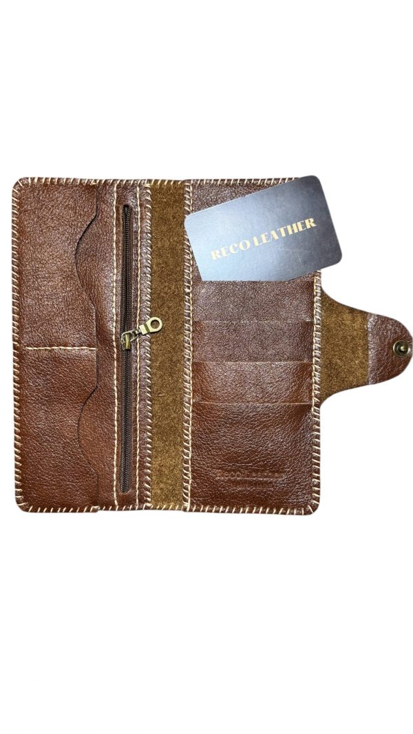 Handcrafted Leather Wallet – Brown with Button Closure