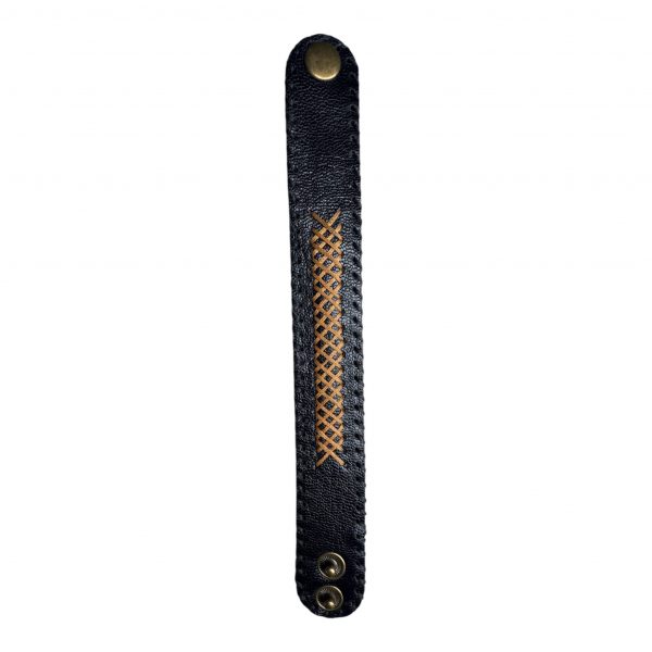 Handcrafted Leather – Black & Brown Stitch Detail