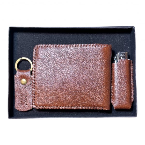 Handmade Leather Wallet Gift Set – Wallet, Keychain & Lighter Cover - Image 5