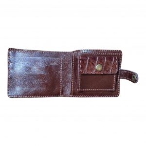 Handmade Leather Wallet with Coin Pocket – Classic Brown