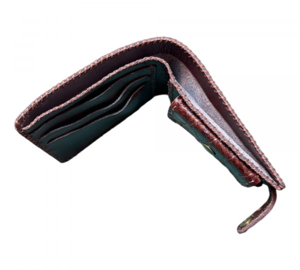 Handmade Leather Wallet with Coin Pocket – Classic Brown - Image 3