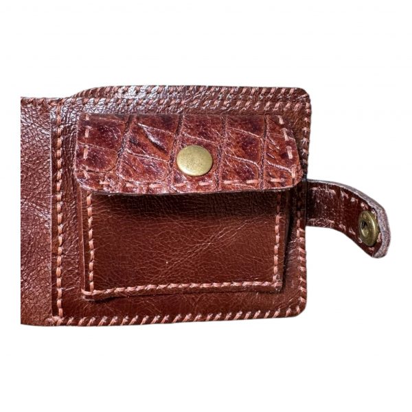 Handmade Leather Wallet with Coin Pocket – Classic Brown - Image 4