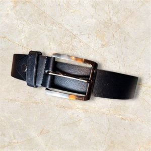Milano Men’s Leather Belt – Classic Black with Metal Buckle