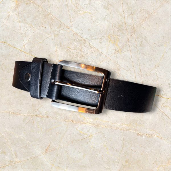 Milano Men’s Leather Belt – Classic Black with Metal Buckle