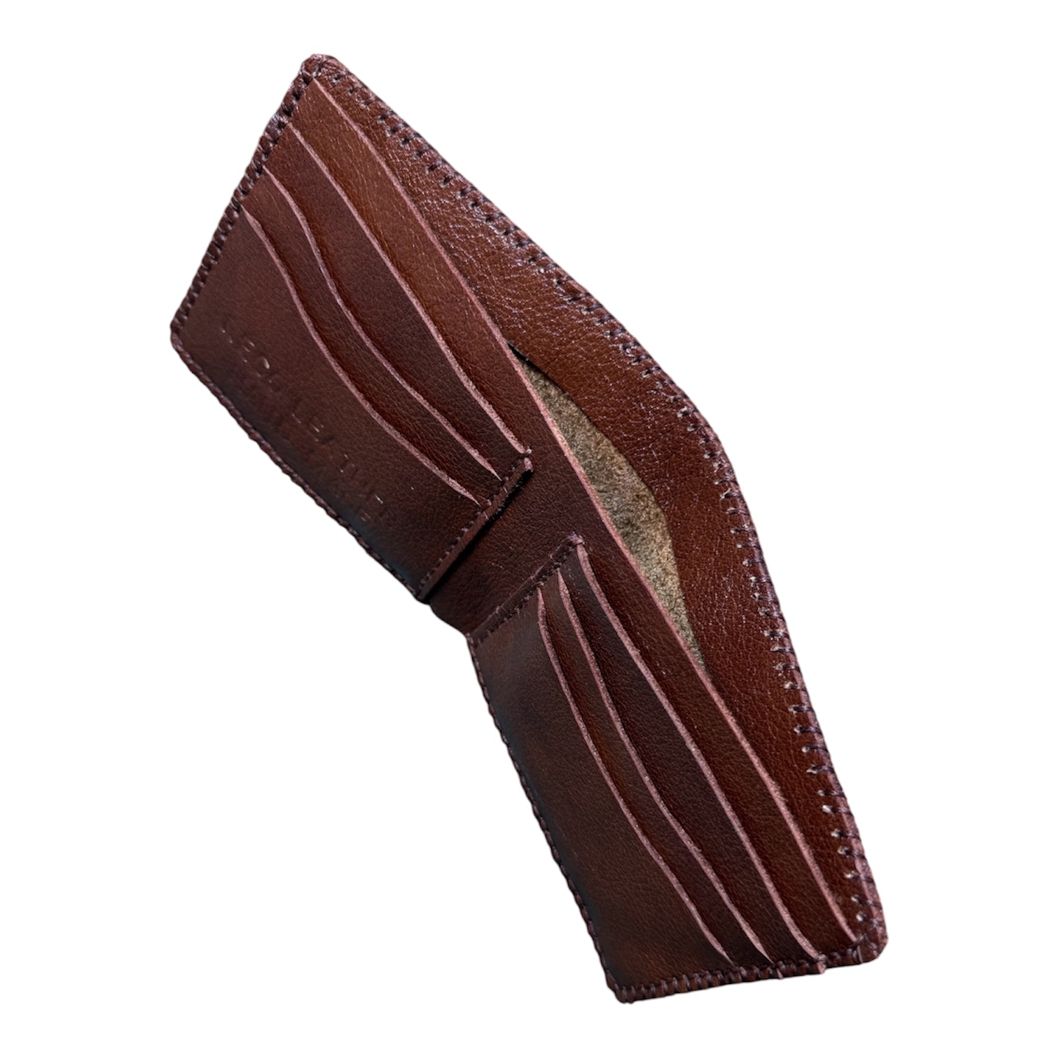 Handmade Genuine Leather Wallet – Slim Brown Bifold with Multiple Card Slots - Image 2