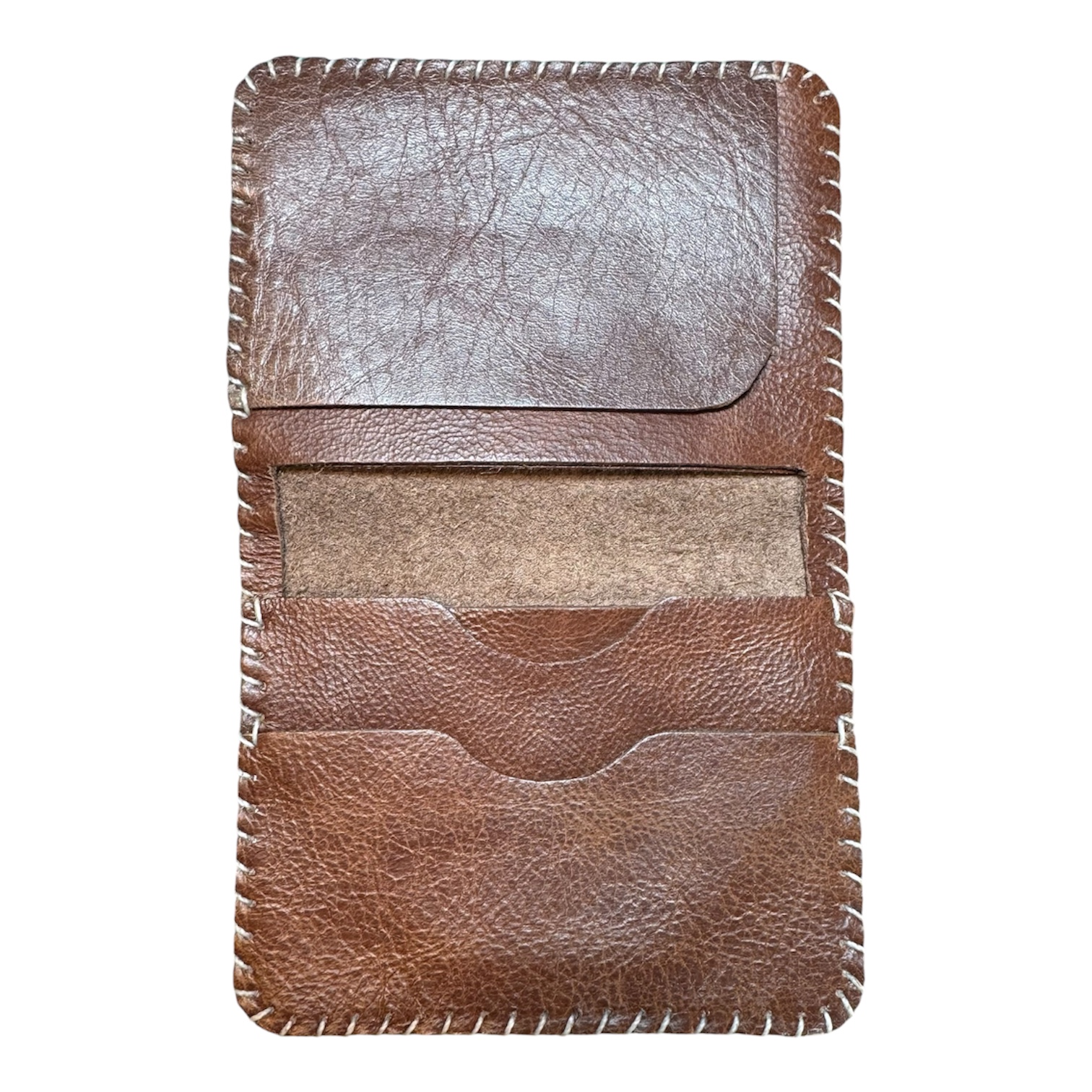 Handmade Genuine Leather Card Holder – Slim Brown Wallet - Image 3