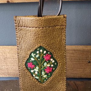 Leather Glasses Case – Floral Embroidery