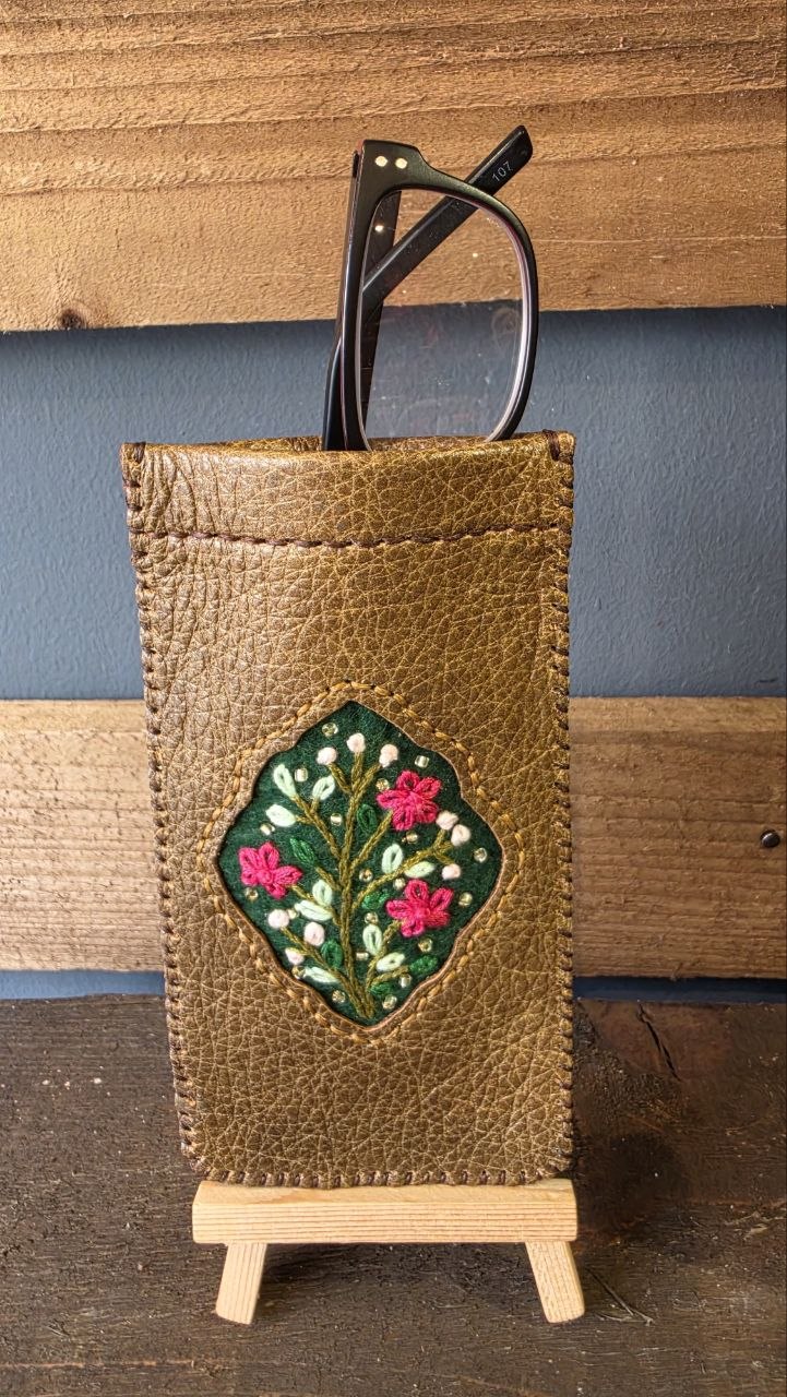 Leather Glasses Case – Floral Embroidery