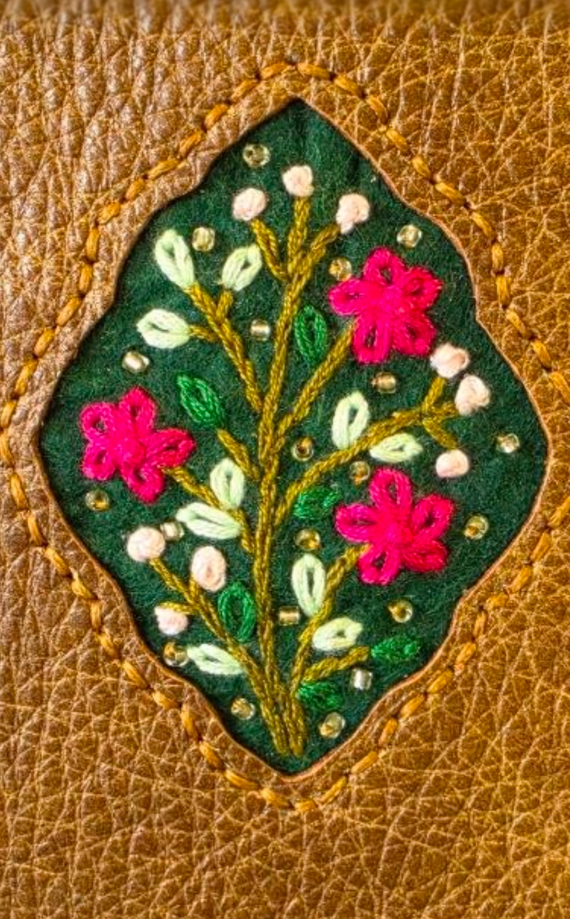 Leather Glasses Case – Floral Embroidery - Image 6